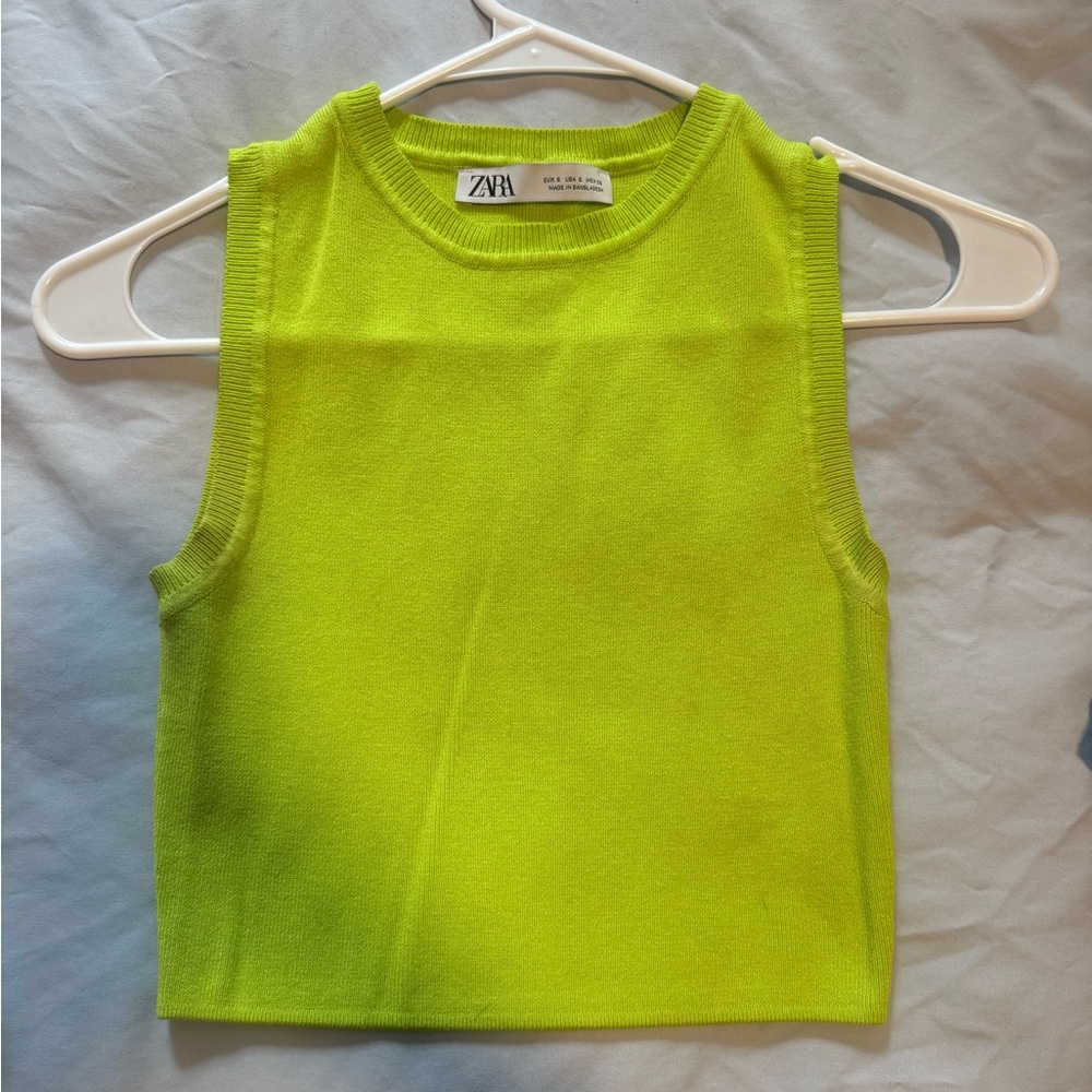 Zara cropped neon tank